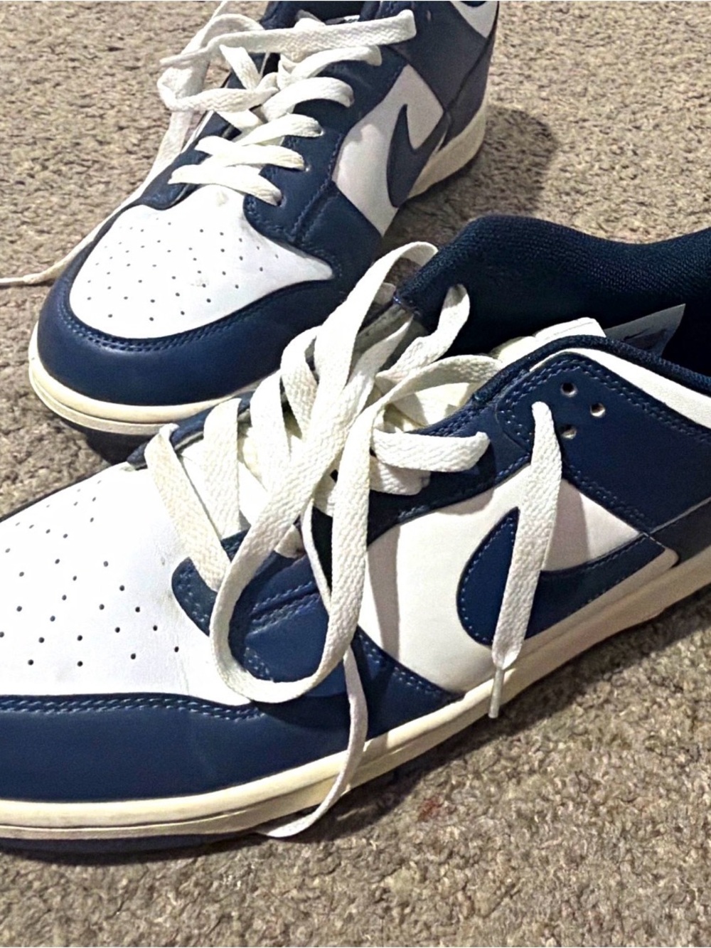 Nike White and Navy Low-Top Swoosh Sneakers